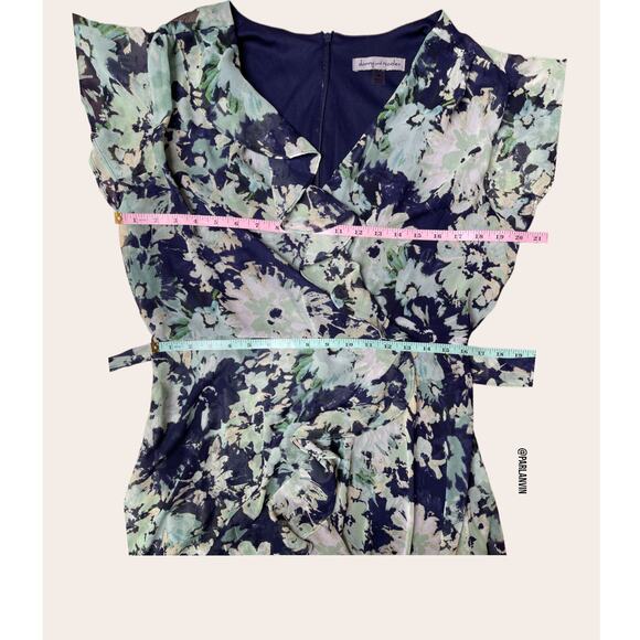 Danny & Nicole Plus Short Sleeve Floral Wrap Dress Size 16 - Picture 7 of 8